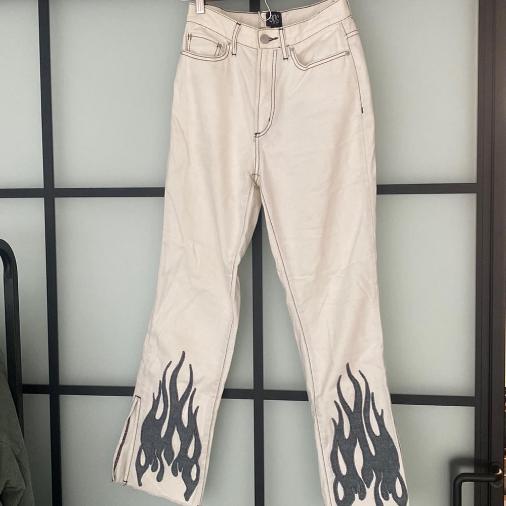 White with blue flame bdg jeans